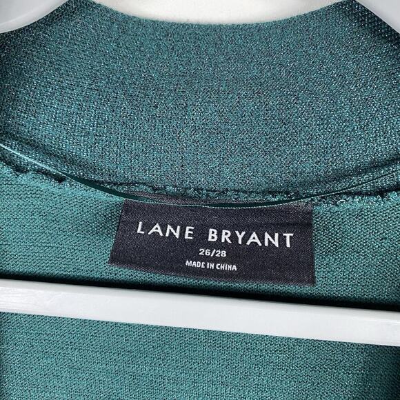 Lane Bryant Plus Size 26 28 Classic Tie-Front Shine Cardigan Sweater Green - Picture 5 of 7